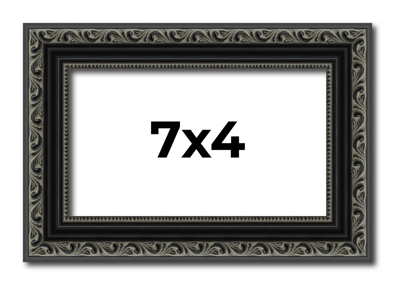 Photo Size Antique Black Picture Frame - UV Acrylic, Foam Board Backing, Hanging Hardware